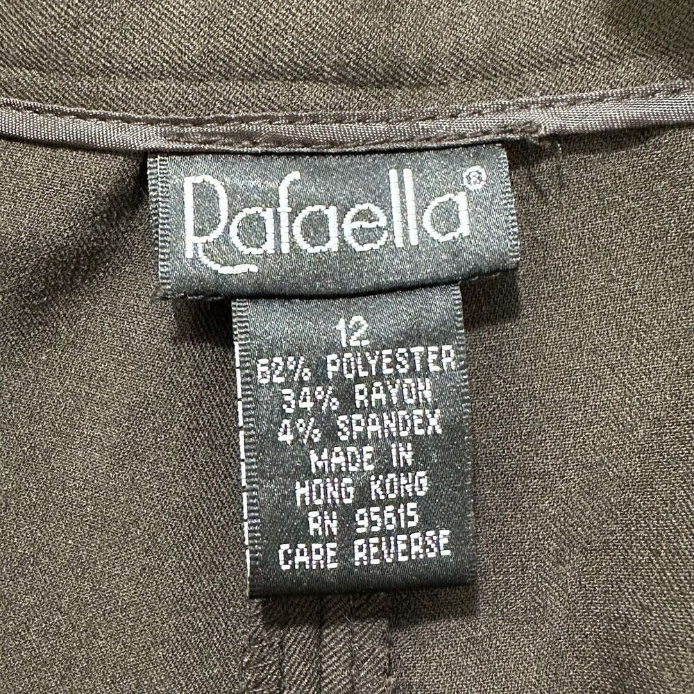 Vintage Rafaella Women's 12 Straight Leg Pants Flat Front Brown Lightweight - Picture 4 of 13